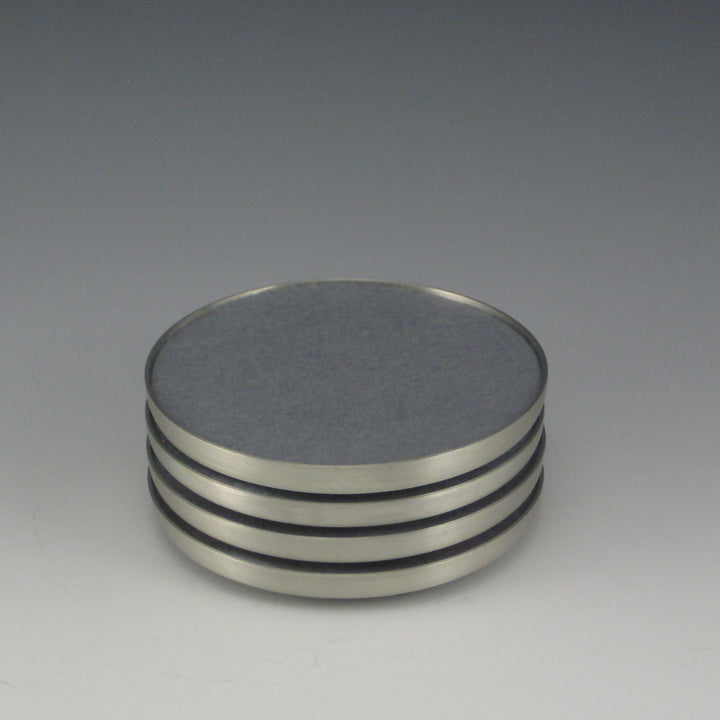 Pewter Drink Coasters with Felt Insert, Set of 4