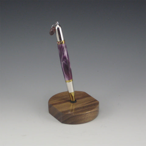 Purple Acrylic Pen with Walnut Pen Holder