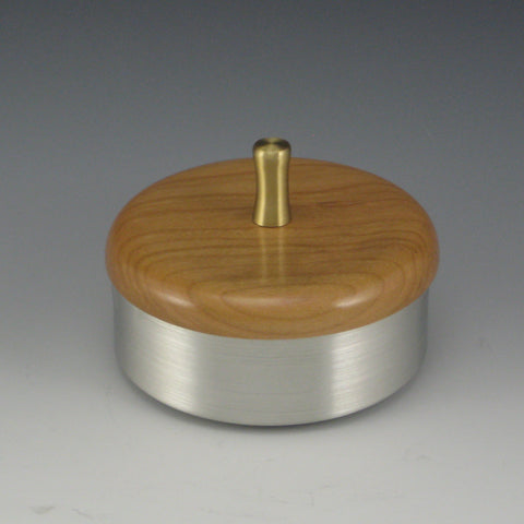 Round Pewter & Wood Jewelry/Keepsake Box